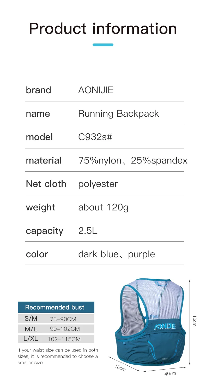 AONIJIE-Sac à dos d'hydratatio - Running Hydration Vest avis et prix